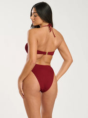 Sunset Ring Detail Bikini Bottoms in Burgundy