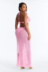 Beach Blossom Floral Swim Sheer Cover Up Skirt - Pink