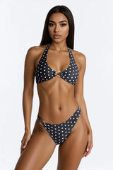 Cass 2 Piece Polka Dot Triangle Bikini Set - Black