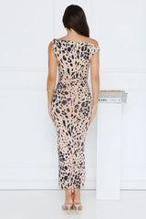 Exotic Essence Off Shoulder Midi Dress Print