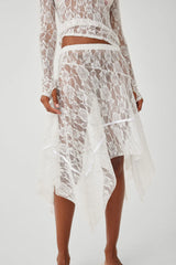 Day Lace Midi Skirt - White
