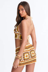 Tala 2 Piece Crochet Cover Up Skirt Set - Multi Color