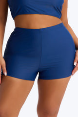 Maui Mix And Match Biker Short Bikini Bottom - Heather Navy