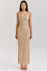 seapearl embellished maxi dress