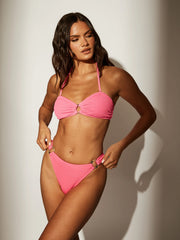 Sunset Ring Detail Bikini Bottoms in Hot Pink