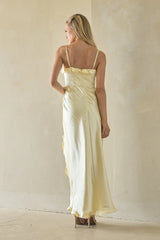 Adrianna Satin Ruffle Maxi Dress