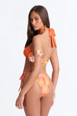 Susanna Floral Bandeau Maxi 3 Piece Bikini Skirt Set - Orange