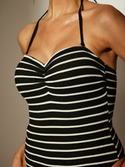 Splash Swimsuit in Monochrome Stripe