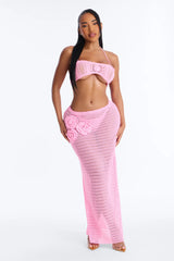 Beach Blossom Floral Swim Sheer Cover Up Skirt - Pink