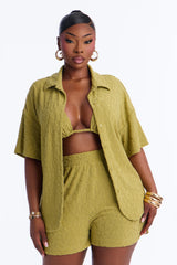 Your One And Only Bikini And Coverup Short Set - Olive