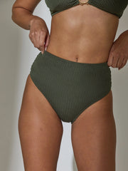 Flamenco Crinkle Bikini Bottoms in Khaki