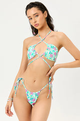 Malibu Halter String Bikini Top - Flower Power
