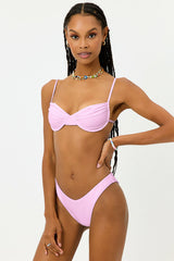 Enzo Shine Cheeky Bikini Bottom - Azalea Pink