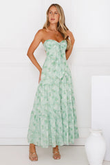 Meadow Whispers Strapless Maxi Dress Green