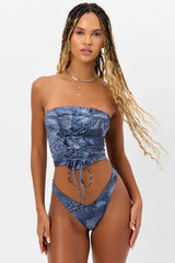Jayden Strapless Bikini Top - Blue Jean