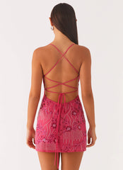 Vietta Sequin Cami Micro Mini Dress - Fuchsia