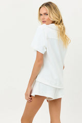 Coco Terry Button Up Shirt - White