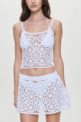 Seaside Crochet Mini Skirt - White