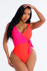 Sun And Sand Colorblock 1 Piece Swimsuit - Orange/combo
