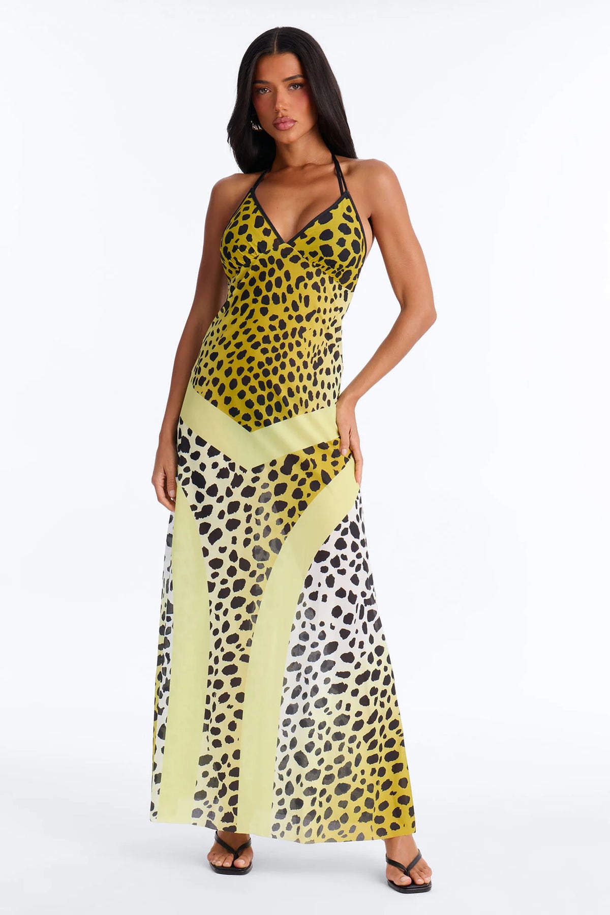 Party Princess Leopard Swim Cover Up Maxi Dress - Leopard