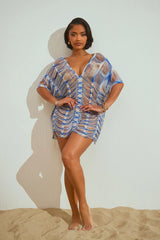 Elizabeth Crochet Cover Up Dress - Blue/combo