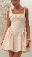 Nari Tie Strap Mini Dress - Beige