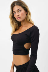Tina Plissé One Shoulder Bikini Top - Black