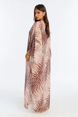 Amelie Maxi Cover Up Kaftan & Matching Headscarf - Brown/combo