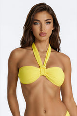 I'm The Prize 2 Piece Halter Bralette Bikini Set - Yellow