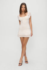 Lover Crochet Knit Mini Dress - White
