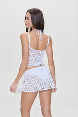 Seaside Crochet Mini Skirt - White