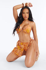 Taking My Time Bikini And Coverup Skirt Set - Rust