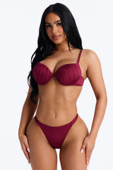 Shore A Bit Underwire Scrunchy Straps 2 Piece Bikini - Burgundy