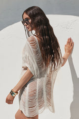 Elizabeth Crochet Cover Up Dress - Beige