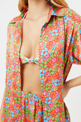 Fifi Silk Button Up Shirt - Groovy