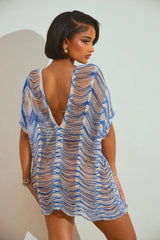 Elizabeth Crochet Cover Up Dress - Blue/combo