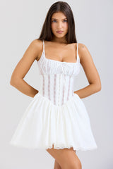 white cotton corset mini dress