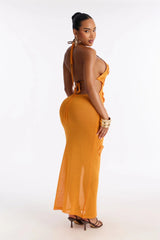 Petal Me Softly Floral Swim Sheer Cover Up Dress - Orange