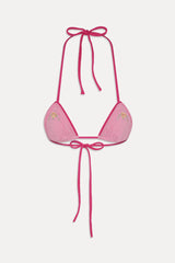 Tide Knit Triangle Bikini Top - Strawberry Lemonade