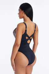 Unstoppable Wild Catch Mesh Cutout 1 Piece Swimsuit - Leopard