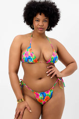 Tia Floral Triangle Bikini Top - Neon Surfer