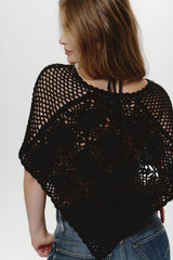 Sophie Crochet Poncho - Black