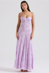 orchid floral lace back maxi dress