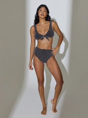 Jade Polka Dot Bikini Top in Black