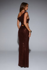 Starlit Sparkle Off Shoulder Sequin Maxi Dress Plum