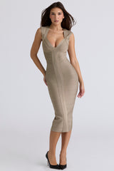 latte bandage midi dress