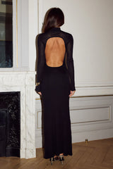 MARTINA SLEEVED KNIT MAXI DRESS - BLACK