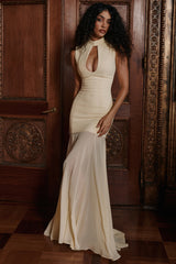 butter yellow keyhole maxi dress