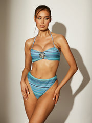 Palms High Waist Bottoms in Blue Crochet
