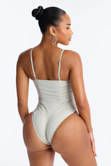 Sunsets In Aruba Underwire Ruched 1 Piece Swimsuit - Sage